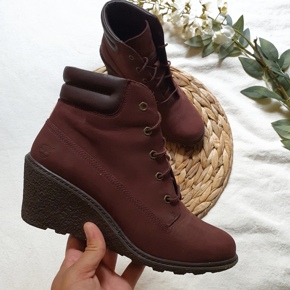 Timberland | Amston Wedge Boots in Dark Port Burgundy, USW9 - Picture 4 of 6